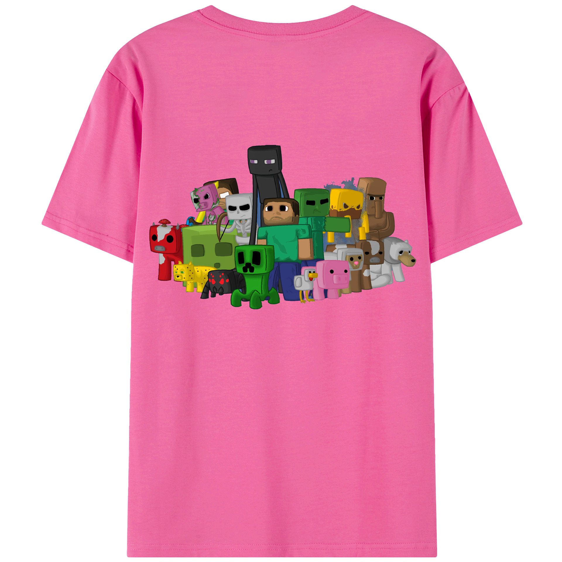 （画像用） マインクラフト ブロックの世界 Minecraft MC Block world レディース半袖Tシャツ(バックプリント)
